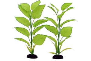 DVHEY 2-Pack 12 Inch Aquarium Silk Aquarium Plants, Artificial Plastic Plant for Small Tank, Goldfish, Fish Hides (Light Green, 12 Inch)