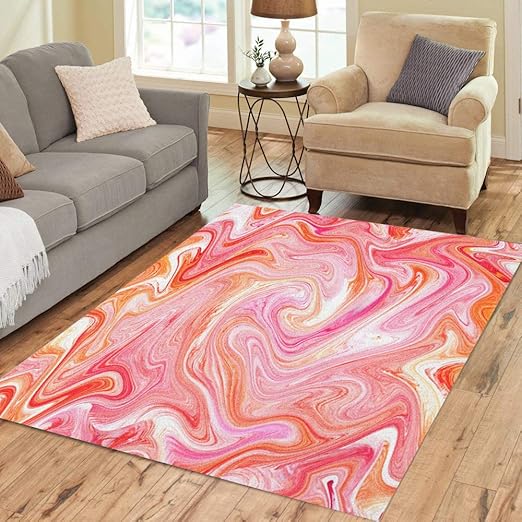 Amazon Com Pinbeam Area Rug Abstract Watercolor Marble Silk White