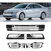 FSHero Riding Lower Grille Fit for Volkswagen Passat 2016 2017 2018 2019 with Fog Light and Fog Lamp Bezel