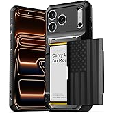 VRS DESIGN Damda Glide Pro Card Holder Case for iPhone 17 Pro Max (2025), Sturdy Semi Auto Card Slot Wallet [4 Cards] Case Designed for iPhone 17 Pro Max (2025) Liberty Black