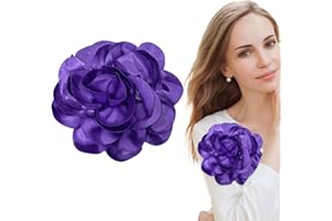 COAUXOG 7.5in Extra Large Rose Brooch Exquisite Shiny Satin Camellia Brooch Oversized Flower Brooch Lapel Pin,Suitable for Women Dance Banquet Wedding Hair Clothing Accessories