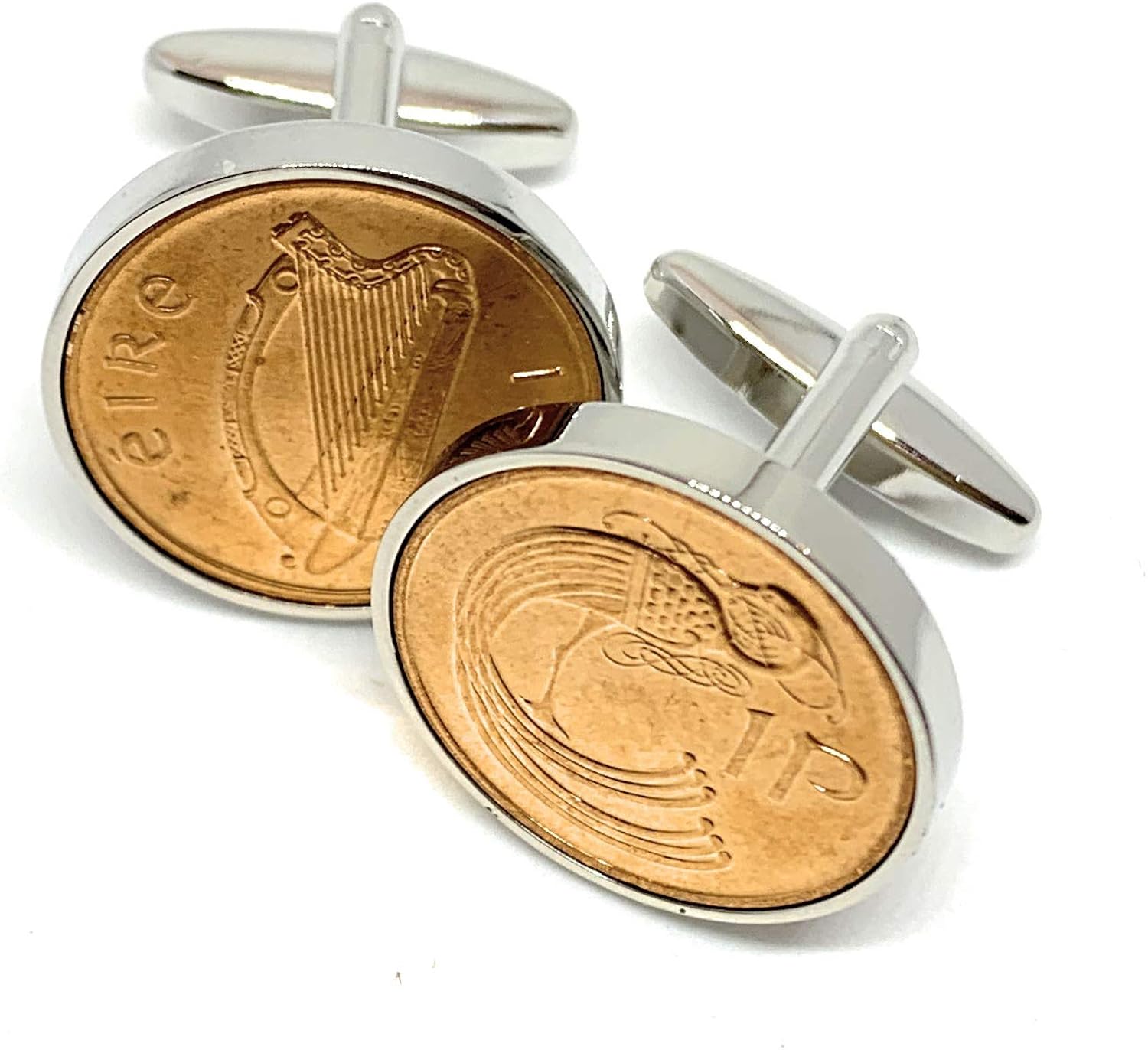 1980 46th Birthday/Anniversary 1 pence coin cufflinks - Irish One pence cufflinks 1980 for a 46th HT, Gold - Silver - Image 3