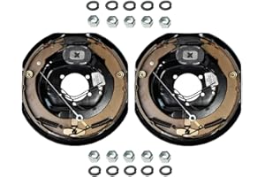 TRAILER SUPPLIES 12"x2" Self-Adjusting Electric Brake Kit, 1 Pair for 7K Trailer Axles, Replaces Dexter K23-464-00/K23-465-00, Fits 5-Bolt Flange, 15–17.5" Wheels