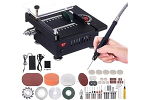 Mulcort 100W Multi-Functional Table Saw Mini Desktop Electric Saw Cutter Speed & Angle Adjustable 16MM Cutting Depth with Blade Flexible Shaft and More Accessories for Wood Plastic Acrylic Cutting