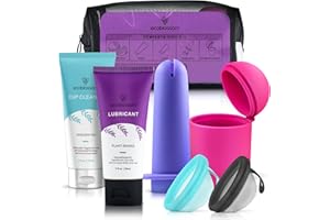 Ecoblossom Complete Menstrual Disc Kit - Small & Large Reusable Period Discs, Silicone Sterilizer Holder, Cleansing Wash, Water-Based Lube, and Easy-Insert Cup Applicator - All Inclusive Set
