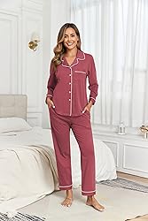 COLORFULLEAF Women's 100% Cotton Long Sleeve Pajama