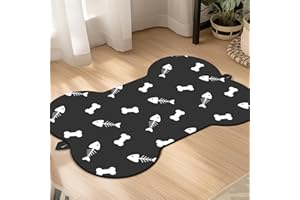 PTFFF Pet Feeding Mat-Absorbent Dog Food Mat for Water Spill, Bone Shaped Dog Mat for Food and Water Bowl, Quick Dry Dog Water Dispenser Mat, Dog Water Bowl Mat for Messy Drinkers,12"*19"