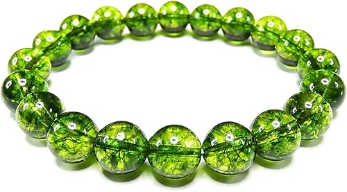 Amazon Co Jp 石街 ペリドット色 クラック水晶 ブレスレット 人気 開運 天然石 10mm玉 165 ジュエリー