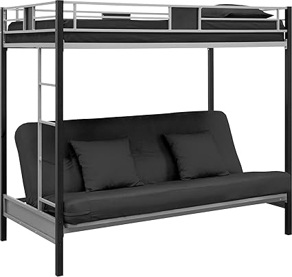 Amazon Com Dhp Silver Screen Metal Bunk Bed With Ladder Black