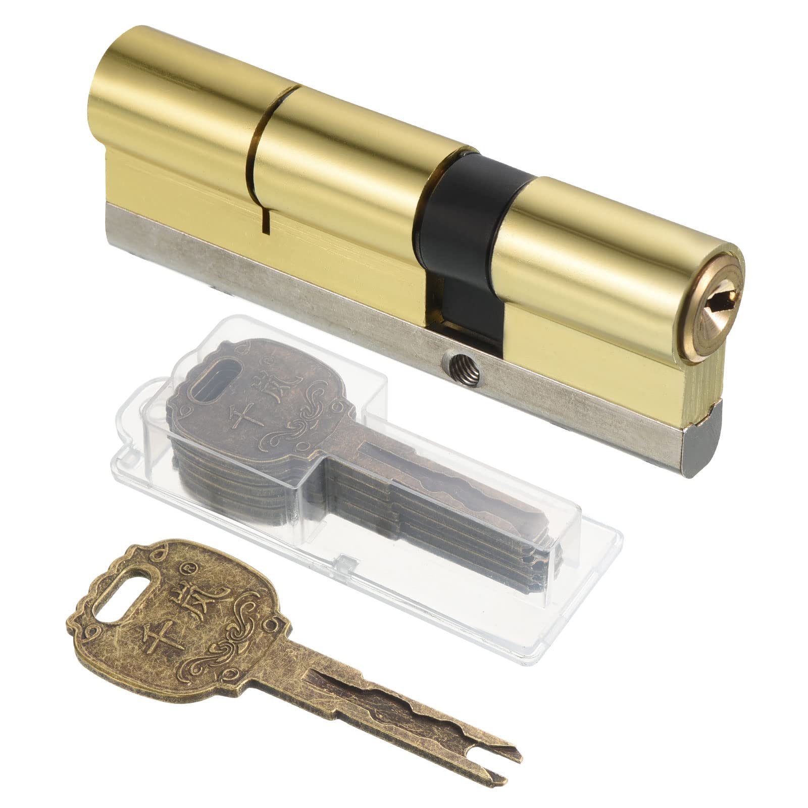 PATIKIL 32.5/57.5 (90mm Overall) European Double Lock Cylinder, Door Cylinder Lock with 2 Renovation Keys / 6 Owner Keys