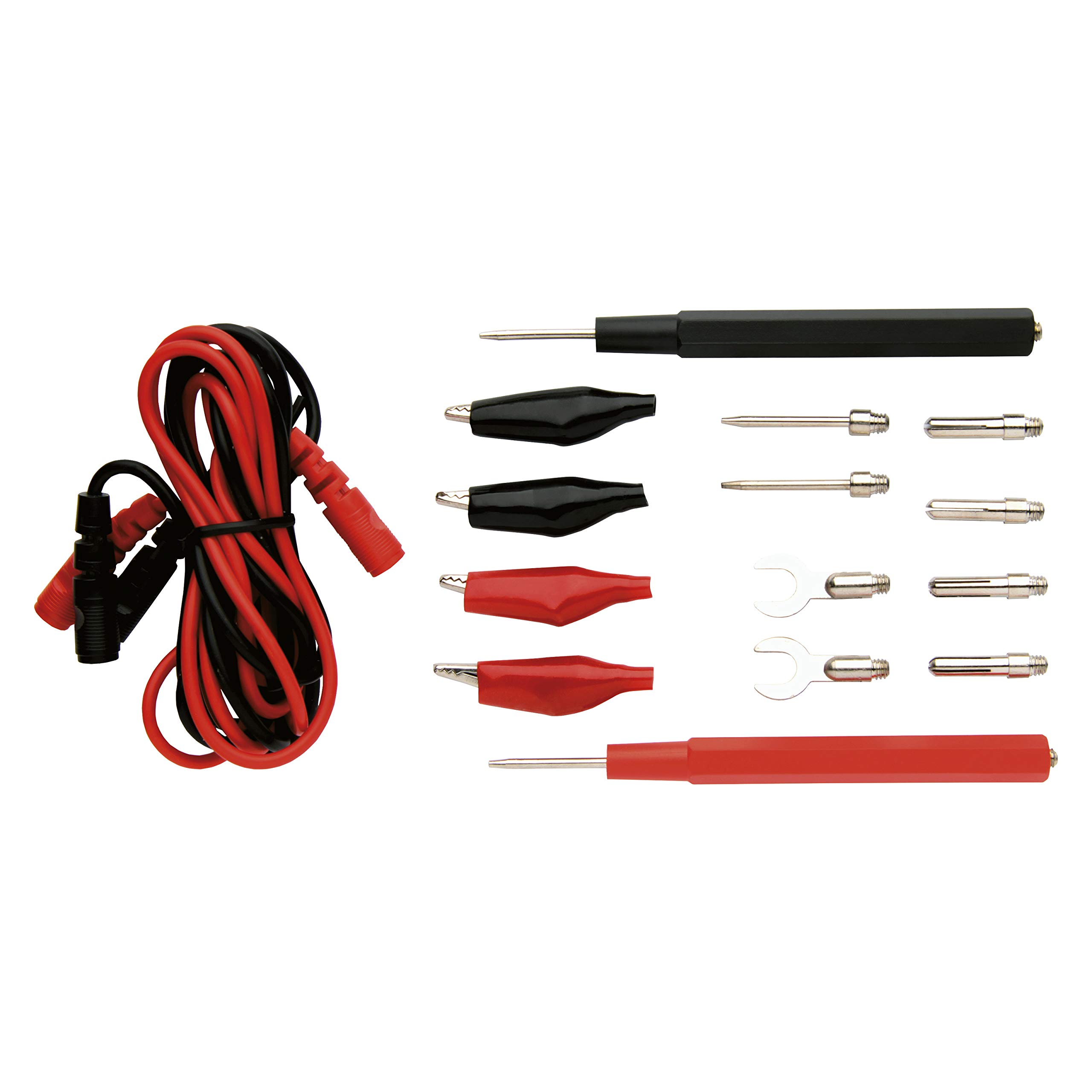 EMOS Universal Test Lead Kit for Multimeter, Test Tips/Multimeter Tips/Test Lead/Test Extension Cable / 14+2 Test Probe Set S4001N Black Red
