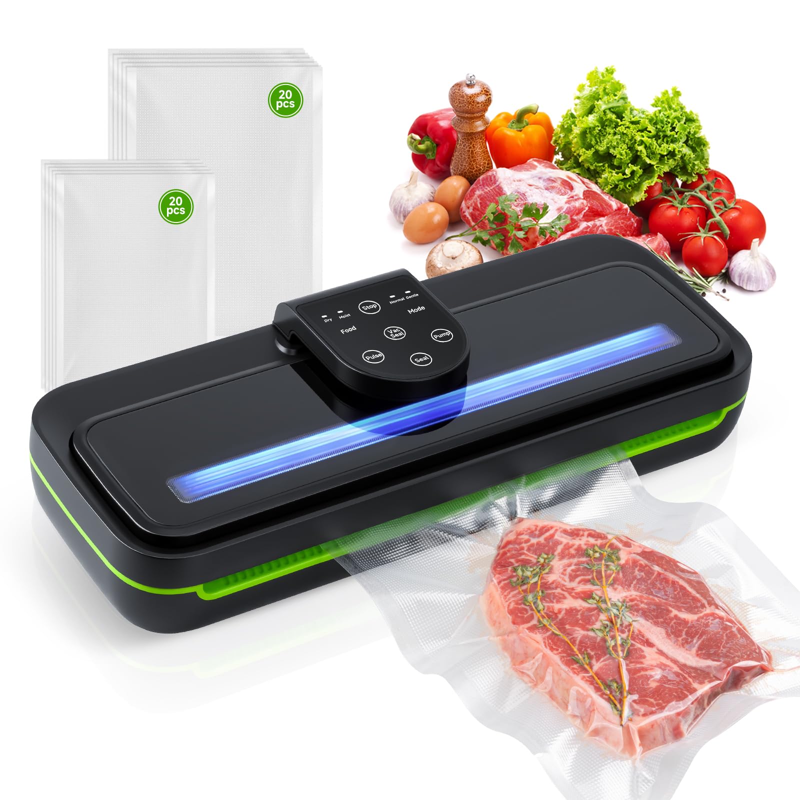 Photo 1 of [Updated 2025] Vixino Vacuum Sealer, Tempered Glass Panel/Viewing Window/Touch Control/Automatic Lift Chamber Design, 95Kpa 8-in-1 Multifunctional Vacuum Sealer for Food, 40 Bags and Accessory Tubing