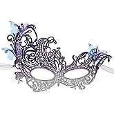 InnoHHustle Lace Masquerade Masks for Women, Butterfly Lace Masquerade Mask Halloween Laces Masquerades Masks Shiny Butterfly Mask for Women Halloween Carnival Party Prom Ball