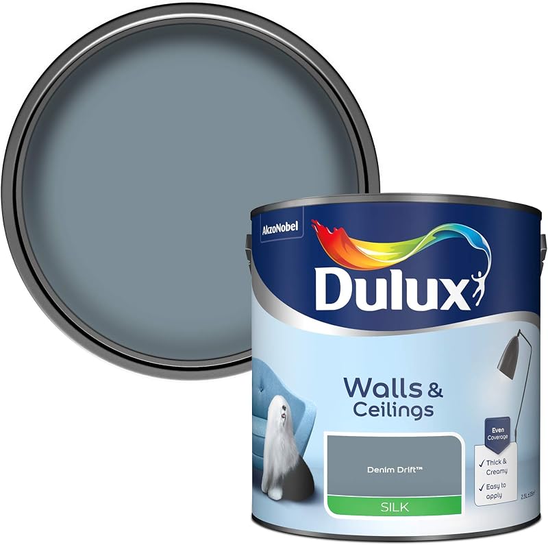 Dulux Walls & Ceilings Silk Emulsion Paint Denim Drift 2.5 Litres