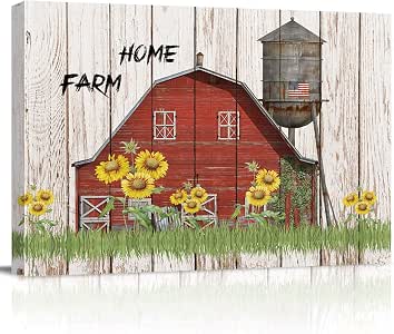 Canvas Print Wall Art for Office/Livingroom/Bedroom Farm Sunflower