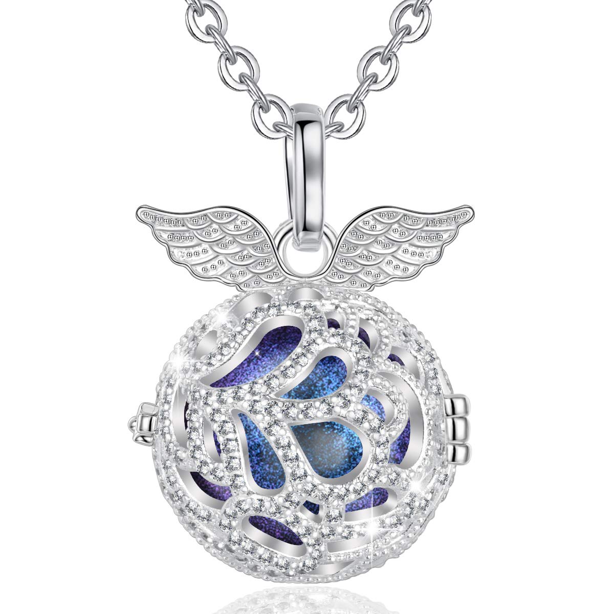 AEONSLOVE Chime Ball Bola Pregnancy Necklace Pendant Angel Caller Music Wishing Bola Locket for Mom Baby Best Jewellery Gift