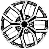 Pilot Automotive 15" Spyder Wheel Covers - Gunmetal Grey & Black, Set Of 4, Universal Fit For Most Cars
