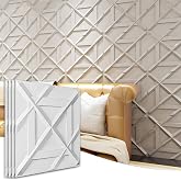 Art3d Decorativ PVC Glue-Up 3D Wall Panel, 19.7 x 19.7 in, 12-Pack, White | Waterproof, Scratch Resistant, Wall &amp; Ceiling Decor Panels, Ideal for Commercial Spaces