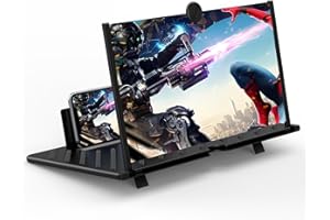 FANLORY 12" Screen Magnifier for Cell Phone,3D HD Magnifying Projector Screen Enlarger for Movies, Videos and Gaming, Foldable Phone Stand Holder with Screen Amplifier, for All Smartphones (Black 12")