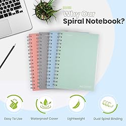 TWONE Spiral Notebook, 7"x10", 140 line Ruled