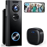 XTU Doorbell Camera Wireless No Subscription, 2K Video Doorbell with Chime, 2-way Audio, Instant Alert, Human Detection, Night Vision, 2.4G Wi-Fi, Works with Alexa and Google Assistant, Indoor Outdoor
