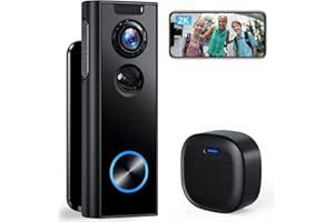 XTU Doorbell Camera Wireless No Subscription, 2K Video Doorbell with Chime, 2-way Audio, Instant Alert, Human Detection, Night Vision, 2.4G Wi-Fi, Works with Alexa and Google Assistant, Indoor Outdoor