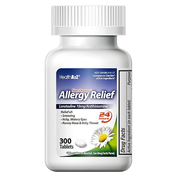 HEALTHA2Z® ALLERGY RELIEF | LORATADINE 10MG | ANTIHISTAMINE | NON-DROWSY | RELIEF FROM ITCHY THROAT, SNEEZING, RUNNY NOSES | 24-HOURS ALLERGY MEDICINE (300 TABLETS)