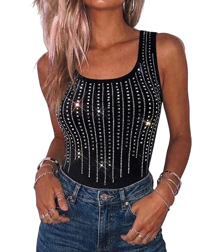 Monanoat Women's Sexy Sequin Corset Top Bodysuit Spaghetti Strap V