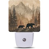 Vintage Bears Mountain Night Light, Dusk to Dawn Nightlight with Auto Sensor Lamp Home Indoor Stairway Kitchen Corridor, Night Lights Plug Into Wall Decorative for Boys Girls Women Men Room Gifts