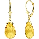 14k Yellow Gold Dangling Earrings with Briolette Citrine