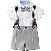 Baby Boys Shorts Sets, Infant Shirt+Shorts+Bow Tie+Suspenders,Toddler Gentleman Outfits Suits