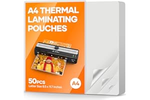 LOCAMP A4 Laminating Pouches, 8.5 x 11.9 Inch (216×303mm) 80 Mic, 50 Pack, Clear Thermal Laminating Sheets for Standard Laminators, Letter, Photo