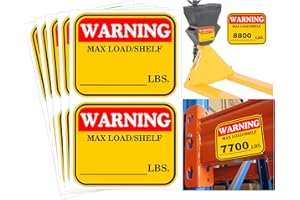 SMARSTICKER 3×4 inch Caution MAX Load/Shelf LBS Sticker Bright Warning Pallet Rack Capacity Labels 60pcs Industrial Strength Cross Beam Safety Stickers for Warehouse Warehouse Pallet Racking,Forklift