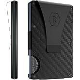 The Ridge Wallet - Slim Minimalist Compact Wallet and Card Holder| RFID Protected Front Pocket Wallets | Integrated Money Clip | Carbon Fiber 3K