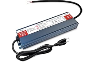 QNNP® LED Driver 150 Watts 24V with Plug, Waterproof DC Low Voltage Transformer Power Supply Transformer Adapter AC 100V-120V to 24V DC, IP67 LED Power Supply for Outdoor Indoor LED Lighting