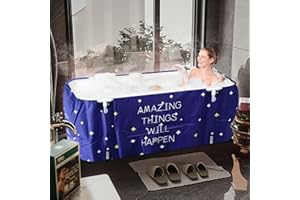 BESTHLS Portable Bathtub for Adult, Foldable Bathtub Portable Soaking Bath Tub,Eco-Friendly Bathing Tub for Shower Stall (Large Blue Sky)
