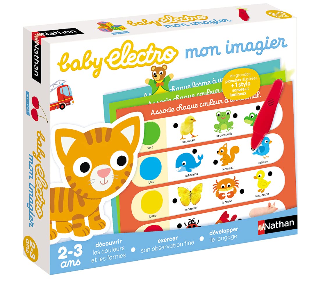 Nathan - Baby Electro Mon Imagier - Discover Shapes and Colors - Electronic Educational Game - 1 Sound and Light Pen Included - For children from 2 years