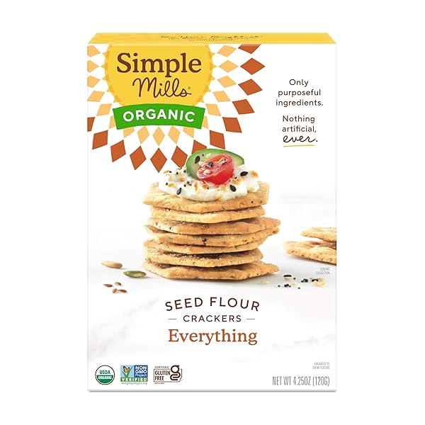 SIMPLE MILLS ORGANIC SEED CRACKERS, EVERYTHING – GLUTEN FREE, VEGAN, HEALTHY SNACKS, PALEO FRIENDLY, 4.25 OUNCE (PACK OF 1)
