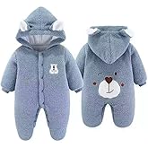 XIFAMNIY Newborn Fleece Footie Jumpsuit Hooded Warm Thicken Winter Outwear Snowsuit for Baby Girls and Boys