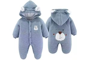 XIFAMNIY Newborn Fleece Footie Jumpsuit Hooded Warm Thicken Winter Outwear Snowsuit for Baby Girls and Boys