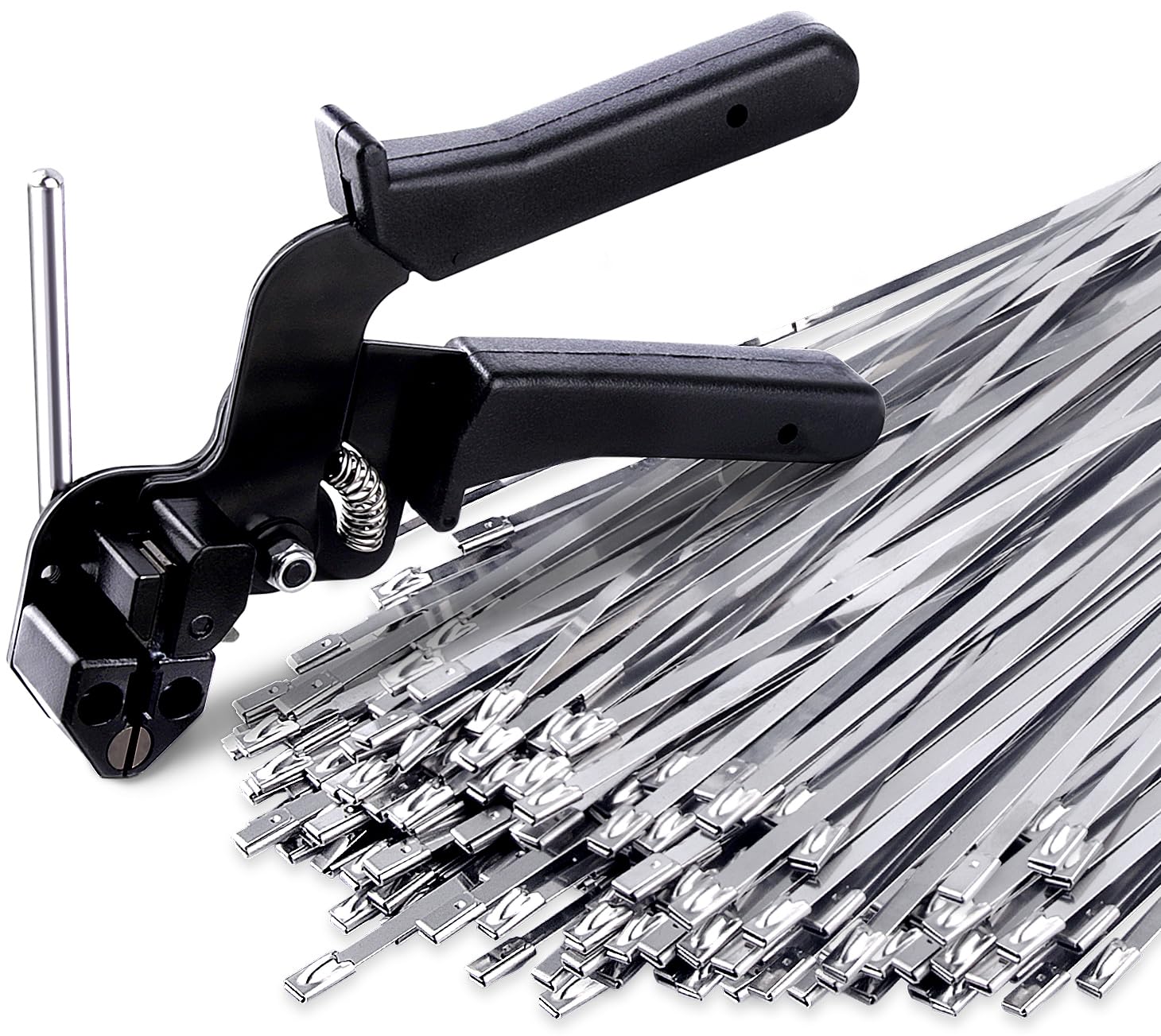 Photo 1 of Sinlon Stainless Steel Cable Tie Gun, Special Tool For Fastening And Cutting Metal Zip Ties, With 150pcs 11.8in Uv Resistant Heavy Duty Cable Ties For Fence Exhaust Pipe Outdoor.