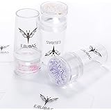 Ejiubas 3 Pcs Jelly Clear Nail Stampers with Rhinestone Cap Sandy Scrapers Nail Stamping Kits DIY Nail Art Tools