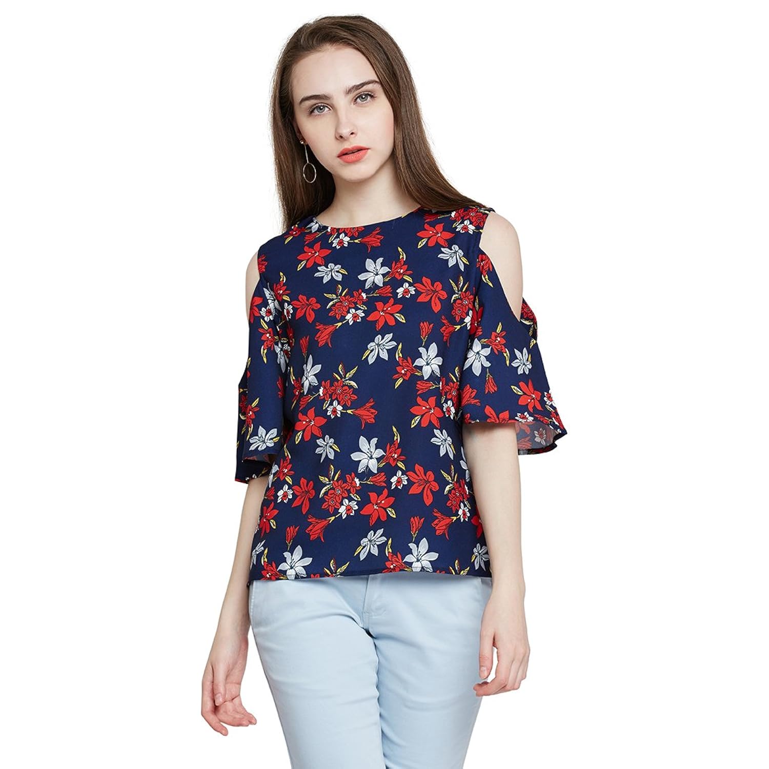 marie claire women blue floral print top