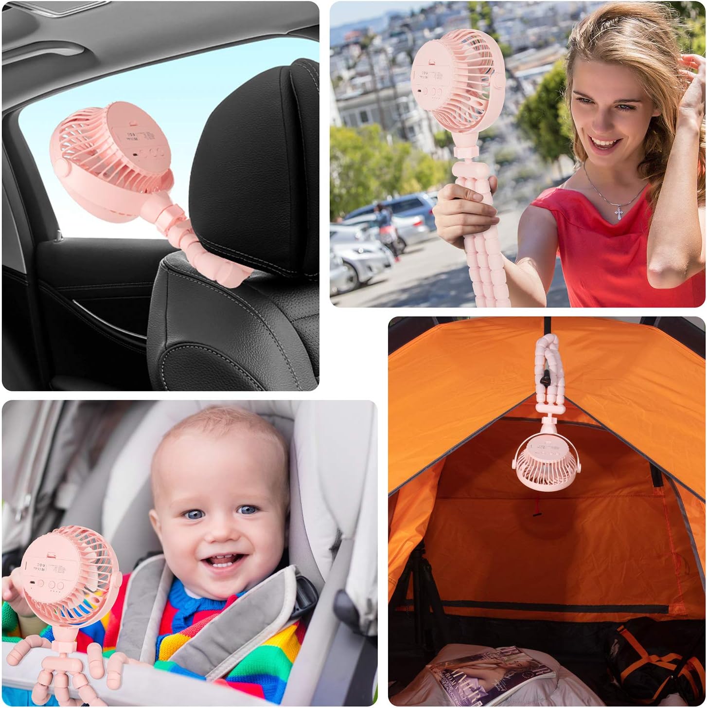 Versatile Fan, 5200mAh Battery Powered Clip-on Personal Desk Fan with Flexible Tripod, Ultra Quiet 360°Adjustable USB Fan for Stroller/Car Seat/Treadmill/Camping/Hurricane/Outage: Kitchen & Dining