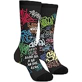 Giinly Graffiti Socks Novelty Funny Crew Socks Crazy Gifts For Men Women