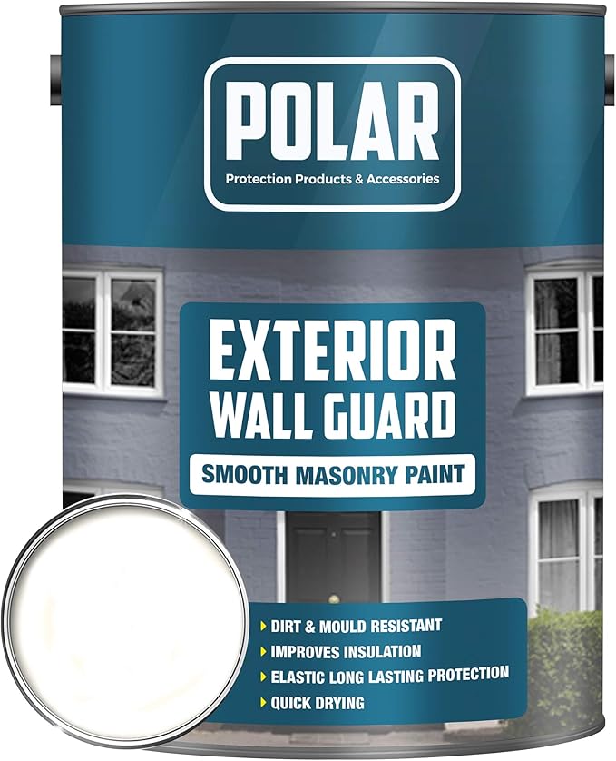 Polar Premium Smooth White Masonry Paint, Waterproof Exterior Wall