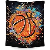 Blanket for Boys - Basketball Throw Blanket Gift for Basketball Lover - 50x40 Inches Sports Blankets for Kids Teens - Black Soft Fuzzy Basketball Stuff for Couch Sofa Bed