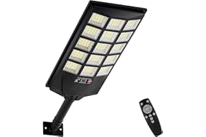 Aqraou Solar Lights Outdoor Waterproof, 6500K Dusk to Dawn Solar Street Light Motion Sensor with Remote Control, LED Security Light for Outside Garden Yard Parking Lot, Oudoor Flood Lights, 1PACK