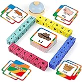 Edulok Word Race Cube - Preschool Wooden Alphabet Letter Blocks & Phonics Matching Games - CVC Word Learning Toys