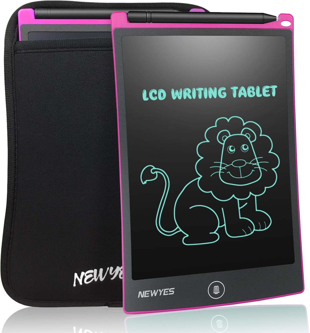 8.5 Inch LCD Writing Tablet with Sleeve Touch Pad Office Memo Board Magnetic Fridge Message Whiteboard (Pink+case)